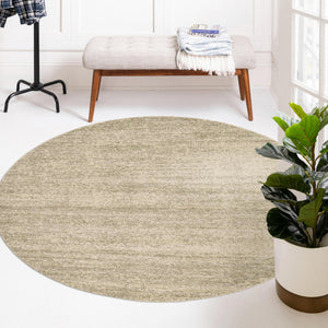 Bone Beige 4' 1 x 4' 1 Del Mar Round Area Rug 100% Polypropylene Easy Clean Stain Resistant Vivid Modern Carpet Mat for Home Decor Interior Designing for Sale at Rug Engine