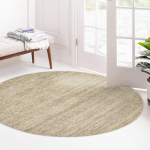Bone Beige 4' 1 x 4' 1 Del Mar Round Area Rug 100% Polypropylene Easy Clean Stain Resistant Vivid Modern Carpet Mat for Home Decor Interior Designing for Sale at Rug Engine