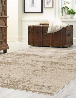 Bone Beige 4' 1 x 6' 1 Del Mar Rectangle Area Rug 100% Polypropylene Easy Clean Stain Resistant Vivid Modern Carpet Mat for Home Decor Interior Designing for Sale at Rug Engine