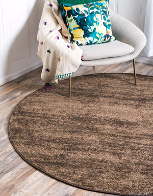Brown 4' 1 x 4' 1 Del Mar Round Area Rug 100% Polypropylene Easy Clean Stain Resistant Vivid Modern Carpet Mat for Home Decor Interior Designing for Sale at Rug Engine