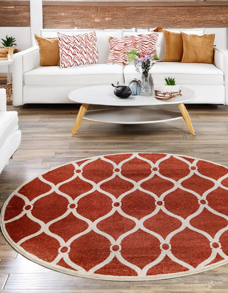 Terracotta 6' x 6' Trellis Round Area Rug