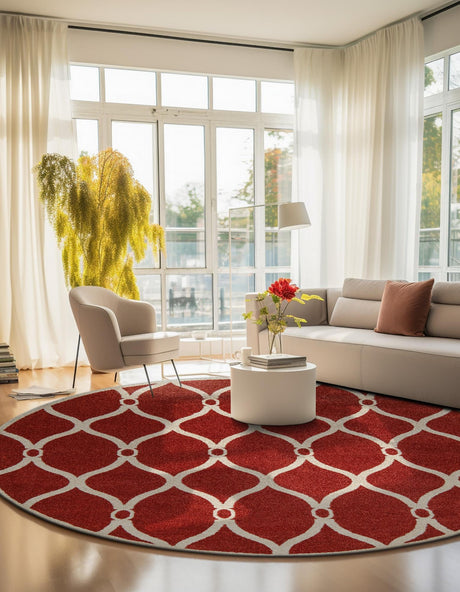 Terracotta 6' x 6' Trellis Round Area Rug