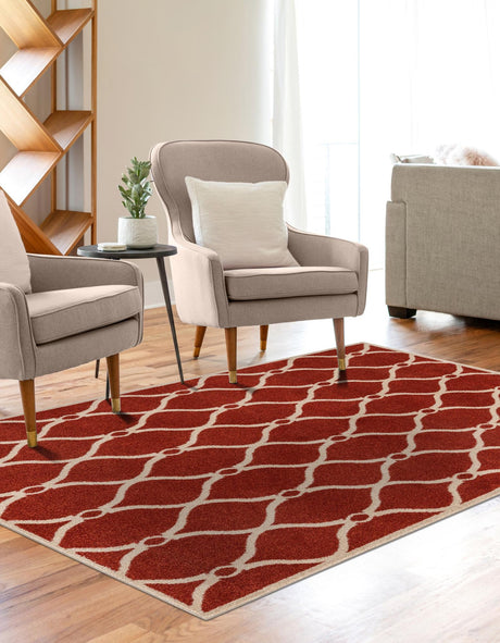 Terracotta 5' 1 x 8' Trellis Rectangle Area Rug Geometric Modern Unique Durable Easy Clean Carpet for Contemporary Interior Design for Sale at Rug Engine