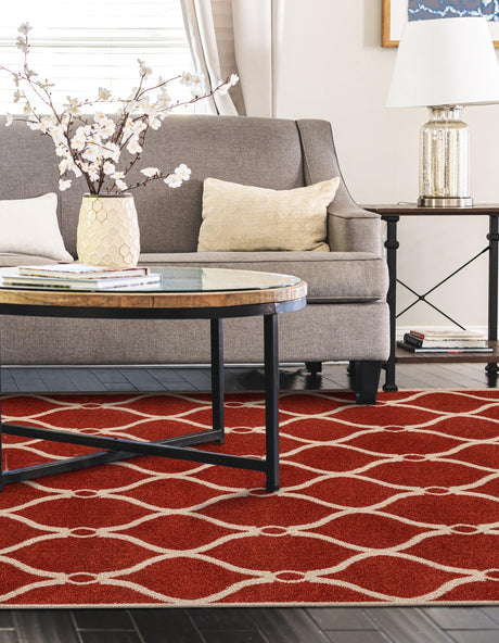 Terracotta 5' 1 x 8' Trellis Rectangle Area Rug Geometric Modern Unique Durable Easy Clean Carpet for Contemporary Interior Design for Sale at Rug Engine