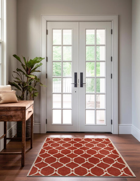 Terracotta 5' 1 x 8' Trellis Rectangle Area Rug Geometric Modern Unique Durable Easy Clean Carpet for Contemporary Interior Design for Sale at Rug Engine