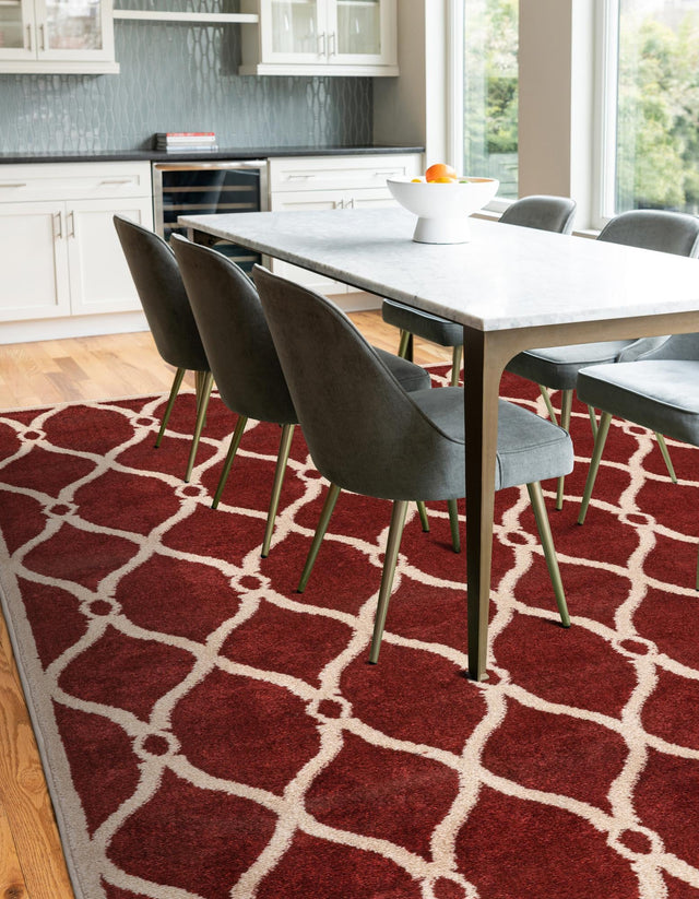 Red 5' 1 x 8' Trellis Rectangle Area Rug