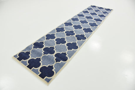 Light Blue 2' 7 x 10' Trellis Runner Area Rug