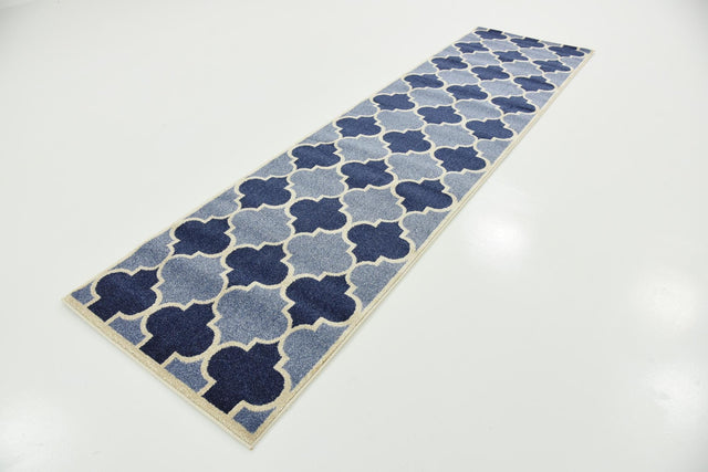 Light Blue 2' 7 x 10' Trellis Runner Area Rug