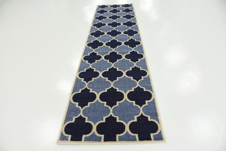 Light Blue 2' 7 x 10' Trellis Runner Area Rug Geometric Modern Unique Durable Easy Clean Carpet for Contemporary Interior Design for Sale at Rug Engine