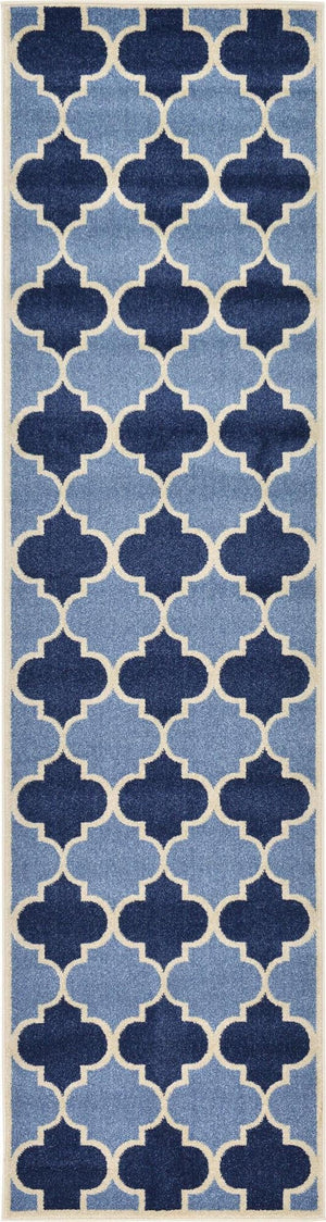 Light Blue 2' 7 x 10' Trellis Runner Area Rug