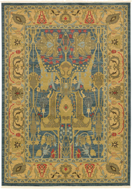 Navy Blue 7' 1 x 10' Sahand Rectangle Area Rug Affordable Easy Clean Traditional Design Durable Carpet for Home Interior Design Living Room Dining Office for Sale at Rug Engine