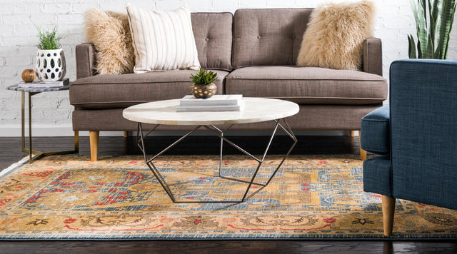 Navy Blue 5' 1 x 8' Sahand Rectangle Area Rug Affordable Easy Clean Traditional Design Durable Carpet for Home Interior Design Living Room Dining Office for Sale at Rug Engine