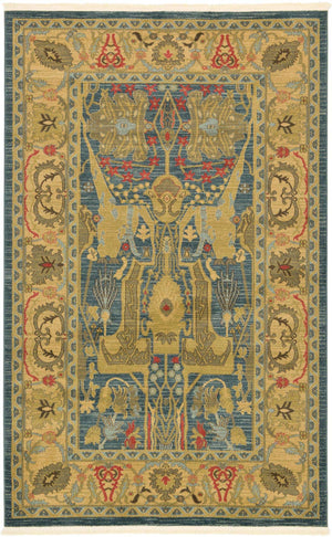 Navy Blue 5' 1 x 8' Sahand Rectangle Area Rug Affordable Easy Clean Traditional Design Durable Carpet for Home Interior Design Living Room Dining Office for Sale at Rug Engine