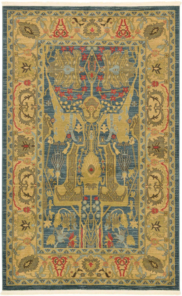 Navy Blue 5' 1 x 8' Sahand Rectangle Area Rug Affordable Easy Clean Traditional Design Durable Carpet for Home Interior Design Living Room Dining Office for Sale at Rug Engine