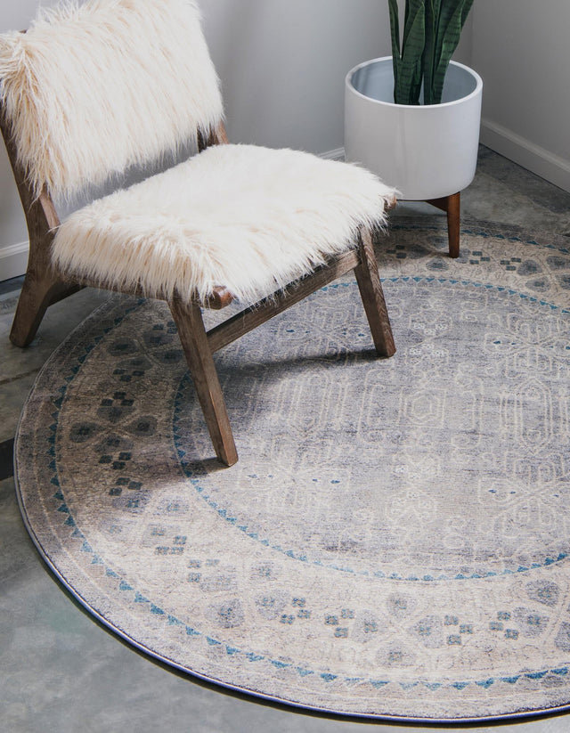 Gray 4' 1 x 4' 1 Salzburg Round Area Rug Stain Resistant Easy Clean Traditional Classic Design Durable Carpet for Affordable Interior Home Decorating for Sale at Rug Engine