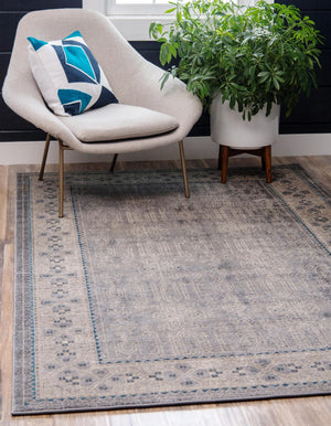 Gray 4' 1 x 6' 1 Salzburg Rectangle Area Rug Stain Resistant Easy Clean Traditional Classic Design Durable Carpet for Affordable Interior Home Decorating for Sale at Rug Engine