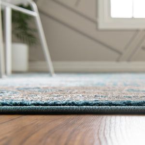 Light Blue 4' 1 x 4' 1 Salzburg Round Area Rug