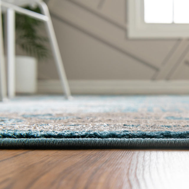 Light Blue 8' x 8' Salzburg Round Area Rug Stain Resistant Easy Clean Traditional Classic Design Durable Carpet for Affordable Interior Home Decorating for Sale at Rug Engine