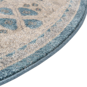 Light Blue 7' 3 x 7' 3 Salzburg Round Area Rug