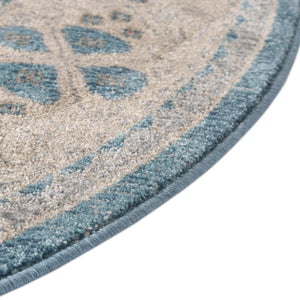 Light Blue 8' x 8' Salzburg Round Area Rug Stain Resistant Easy Clean Traditional Classic Design Durable Carpet for Affordable Interior Home Decorating for Sale at Rug Engine