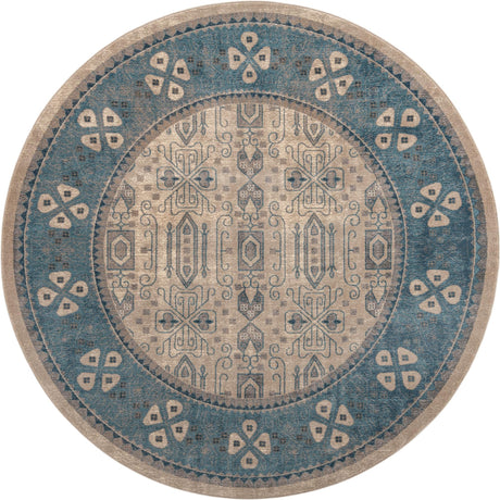 Beige 8' x 8' Salzburg Round Area Rug