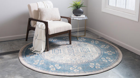 Beige 8' x 8' Salzburg Round Area Rug