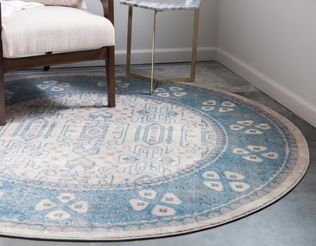 Beige 7' 3 x 7' 3 Salzburg Round Area Rug