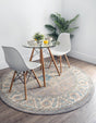 Gray 5' 1 x 5' 1 Salzburg Round Area Rug Stain Resistant Easy Clean Traditional Classic Design Durable Carpet for Affordable Interior Home Decorating for Sale at Rug Engine