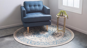 Cream 5' 1 x 5' 1 Salzburg Round Area Rug