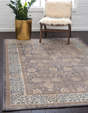 Gray 7' 1 x 10' Salzburg Rectangle Area Rug Stain Resistant Easy Clean Traditional Classic Design Durable Carpet for Affordable Interior Home Decorating for Sale at Rug Engine