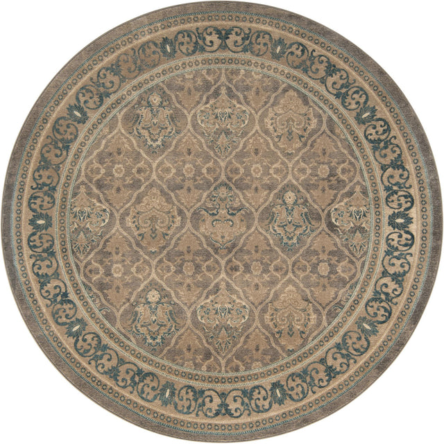 Gray 8' x 8' Salzburg Round Area Rug Stain Resistant Easy Clean Traditional Classic Design Durable Carpet for Affordable Interior Home Decorating for Sale at Rug Engine