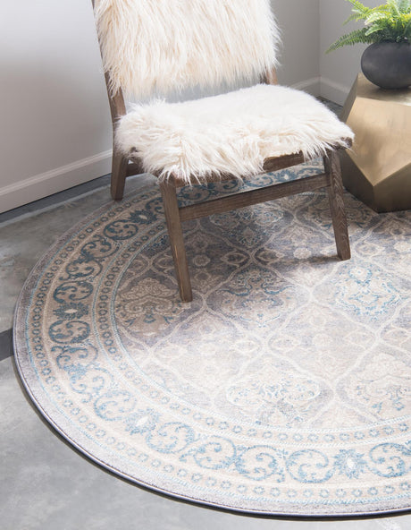 Gray 6' 1 x 6' 1 Salzburg Round Area Rug