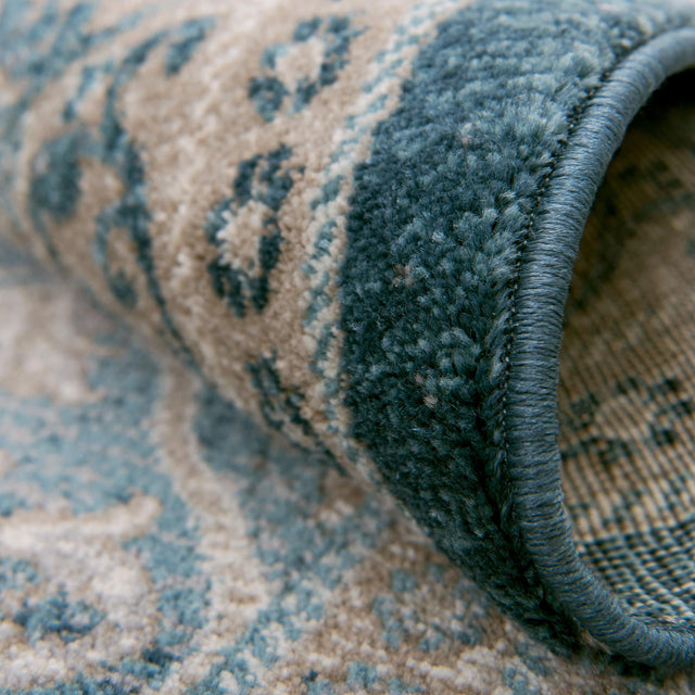 Light Blue 4' 1 x 4' 1 Salzburg Round Area Rug