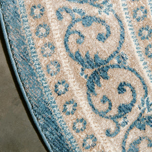 Light Blue 4' 1 x 4' 1 Salzburg Round Area Rug