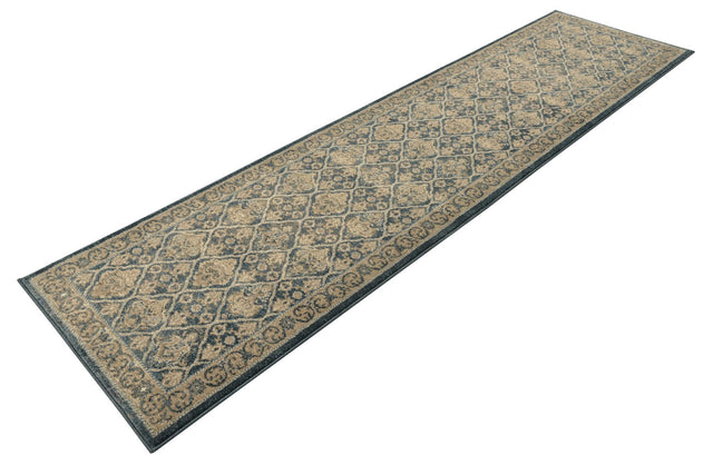 Light Blue 2' 7 x 10' Salzburg Runner Area Rug Stain Resistant Easy Clean Traditional Classic Design Durable Carpet for Affordable Interior Home Decorating for Sale at Rug Engine
