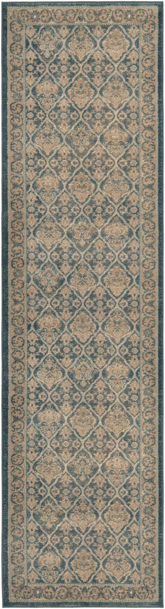 Light Blue 2' 7 x 10' Salzburg Runner Area Rug Stain Resistant Easy Clean Traditional Classic Design Durable Carpet for Affordable Interior Home Decorating for Sale at Rug Engine