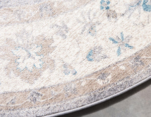 Gray 5' x 5' Salzburg Round Area Rug Stain Resistant Easy Clean Traditional Classic Design Durable Carpet for Affordable Interior Home Decorating for Sale at Rug Engine