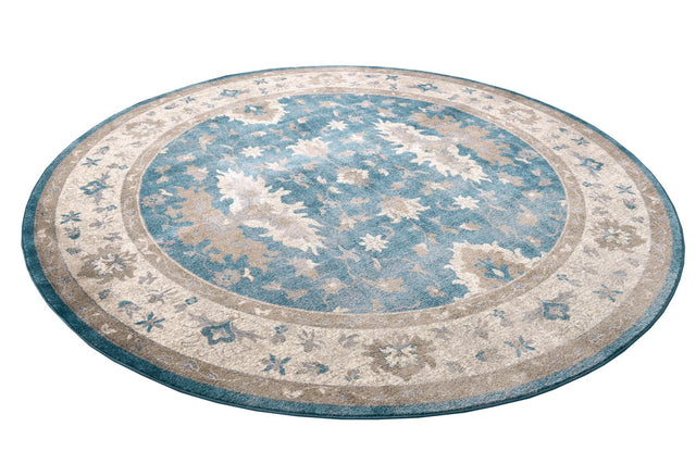 Light Blue 8' x 8' Salzburg Round Area Rug