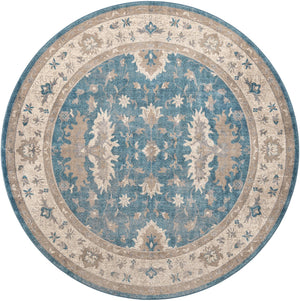 Light Blue 8' x 8' Salzburg Round Area Rug