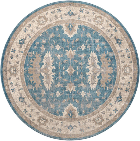 Light Blue 8' x 8' Salzburg Round Area Rug