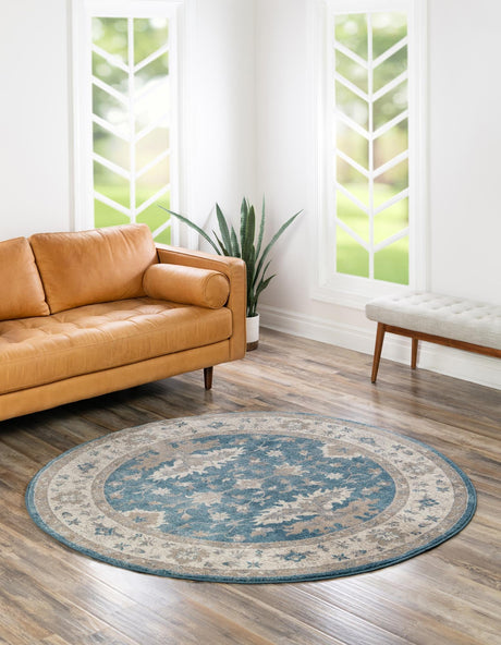 Light Blue 6' 1 x 6' 1 Salzburg Round Area Rug