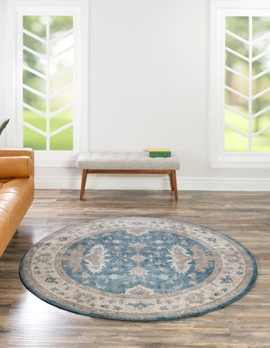 Light Blue 6' 1 x 6' 1 Salzburg Round Rug
