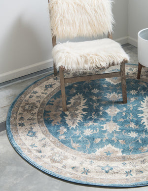 Light Blue 5' x 5' Salzburg Round Area Rug