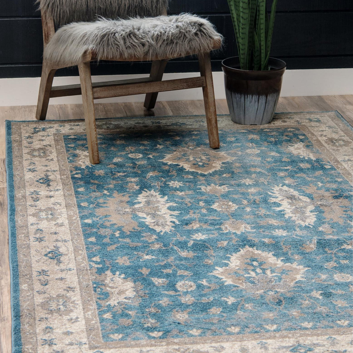 Light Blue 7' 1 x 10' Salzburg Rectangle Area Rug Stain Resistant Easy ...