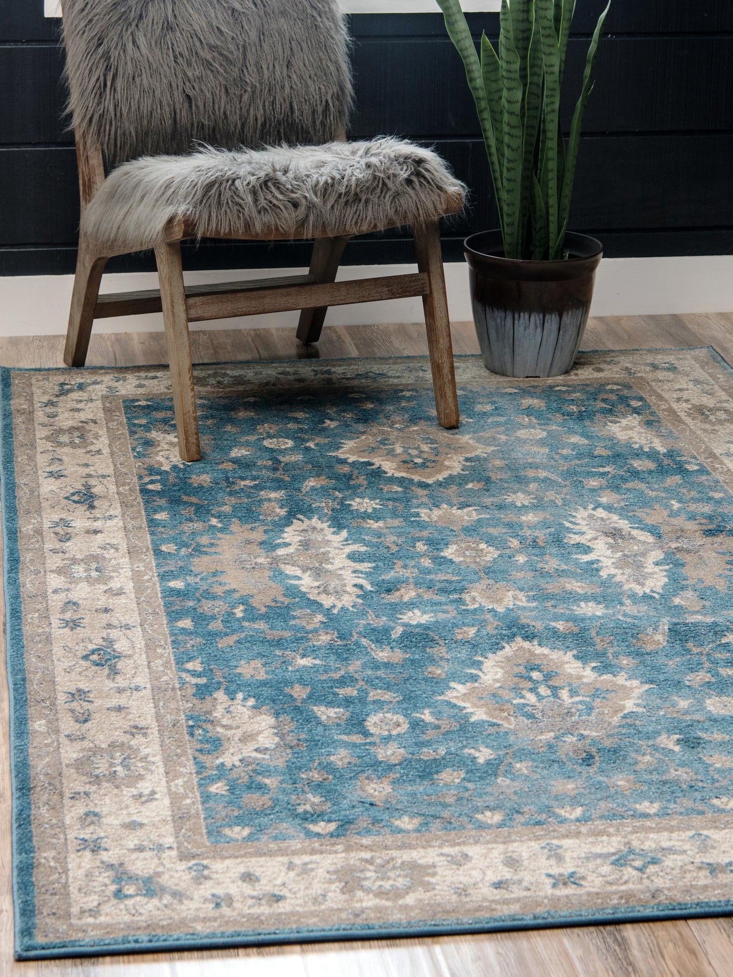 Light Blue 3' 3 x 5' 3 Salzburg Rectangle Area Rug Stain Resistant Easy Clean Traditional Classic Design Durable Carpet for Affordable Interior Home Decorating for Sale at Rug Engine
