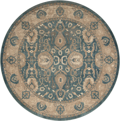 Light Blue 8' x 8' Salzburg Round Area Rug