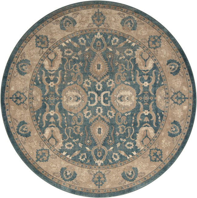 Light Blue 8' x 8' Salzburg Round Area Rug
