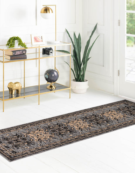 Gray 2' 7 x 10' Taftan Runner Area Rug Durable 100% Polypropylene Classic Traditional Design Easy Clean Carpet for Home Interiors for Sale at Rug Engine