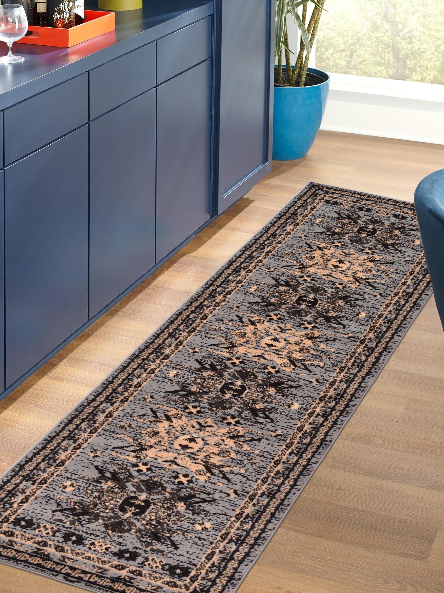 Gray 2' x 8' 2 Taftan Runner Area Rug