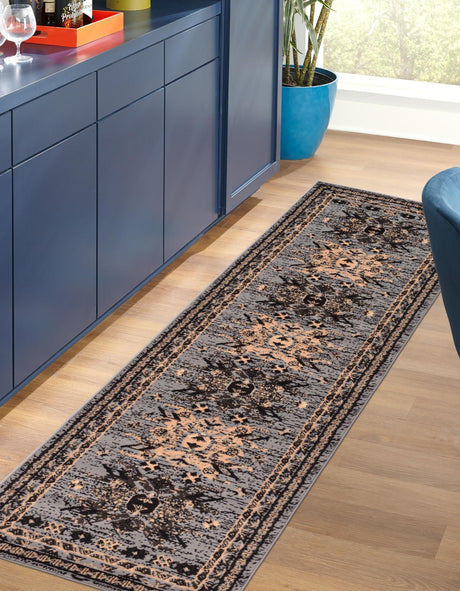 Gray 2' x 8' 2 Taftan Runner Area Rug Durable 100% Polypropylene Classic Traditional Design Easy Clean Carpet for Home Interiors for Sale at Rug Engine